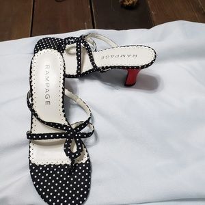 Rampage slide heels in red black and white